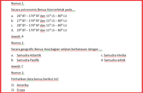 Latihan Soal UTS IPS Kelas 8 Semester 1 Kurikulum 2013