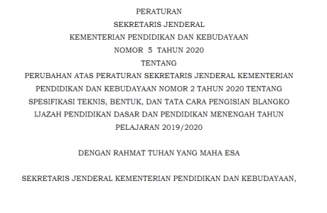 Persekjen kembdikbud no 2 tahun 2020