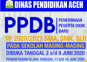 Jadwal PPDB SMA SMK Tahun 2020/2021 Kab Aceh Selatan Prov Aceh